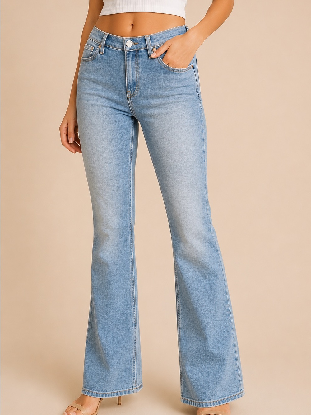 Vintage Zena Jeans 8P Y2K Light Wash Bootcut Stretch Denim Petite